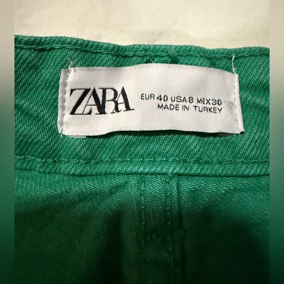 Zara High Rise Green Wide Leg Jeans Size 8 - Picture 5 of 15